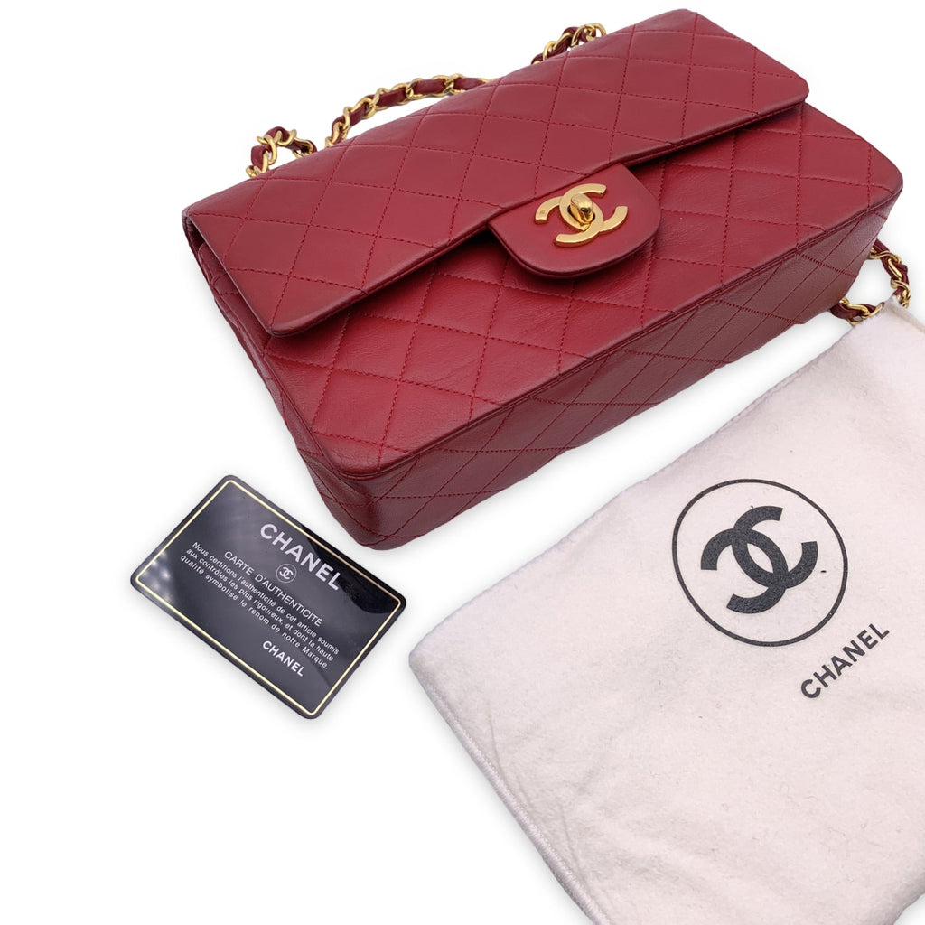 CHANEL Vintage Red Quilted Timeless Classic Small 2.55 Bag 23 Cm