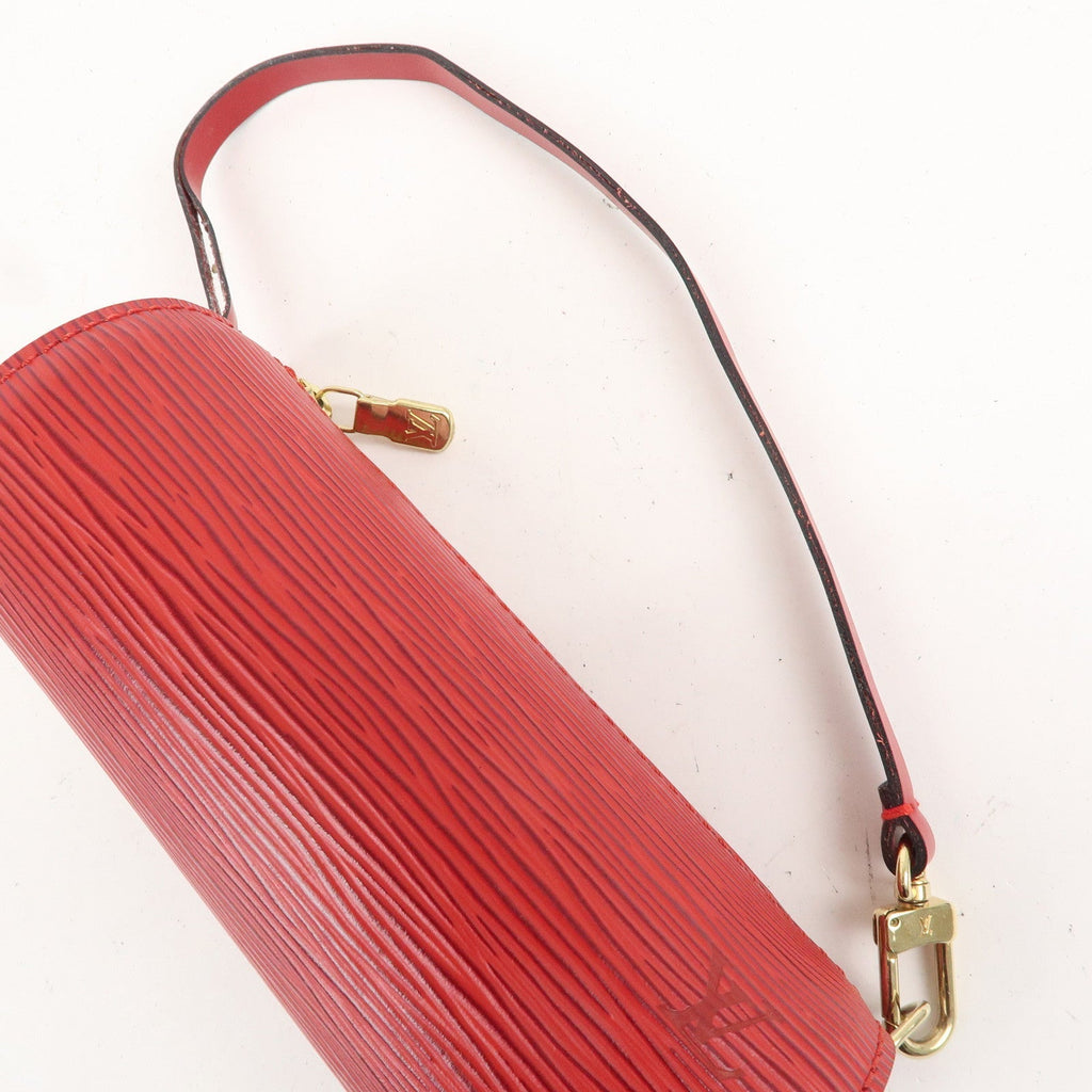 Louis Vuitton Epi Set of 2 Pouch For Soufflot Hand Bag Black Red