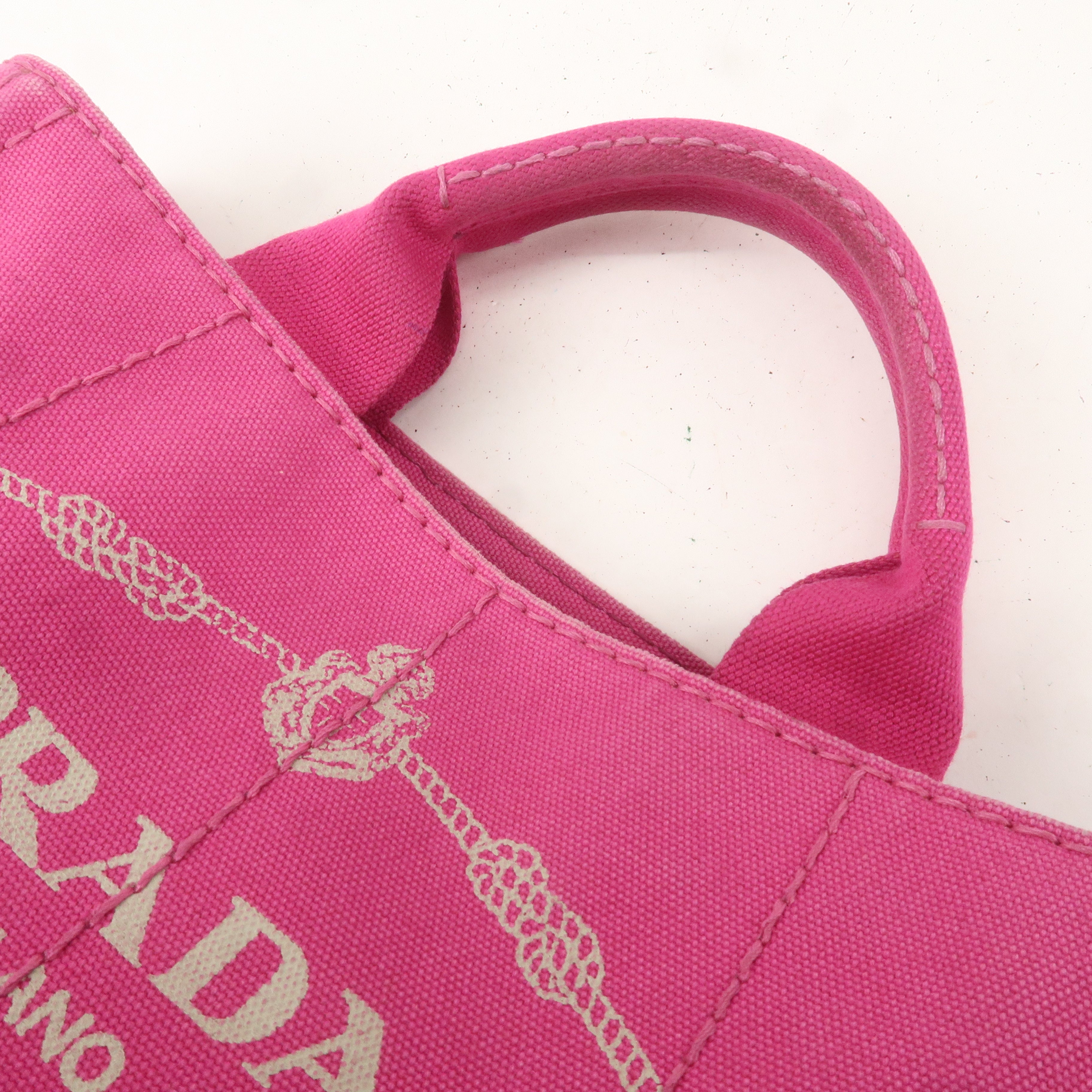 PRADA Canapa Mini Canvas Tote Bag Hand Bag Pink BN2439