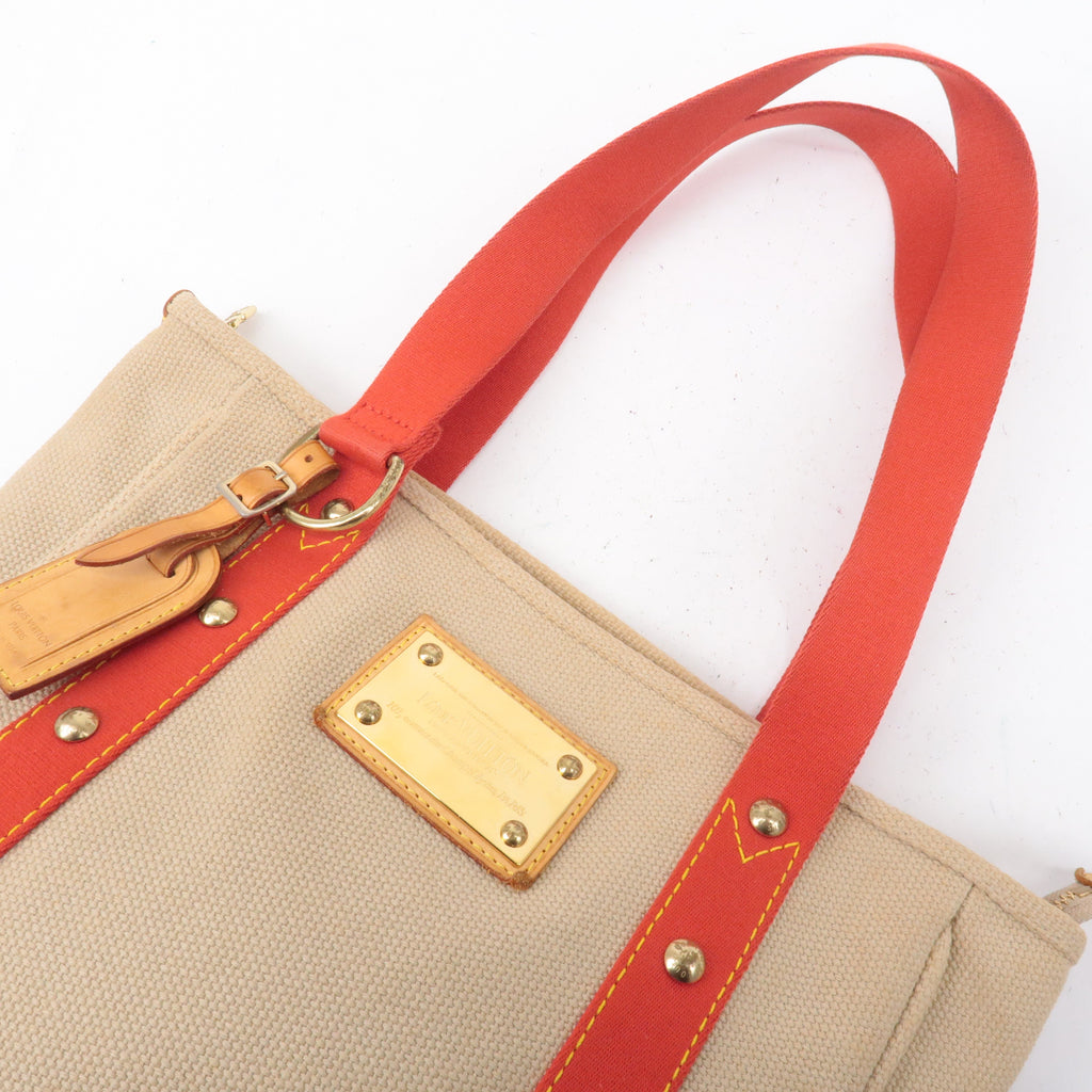 Louis Vuitton Antigua Cabas MM Tote Bag Hand Bag Rouge M40035