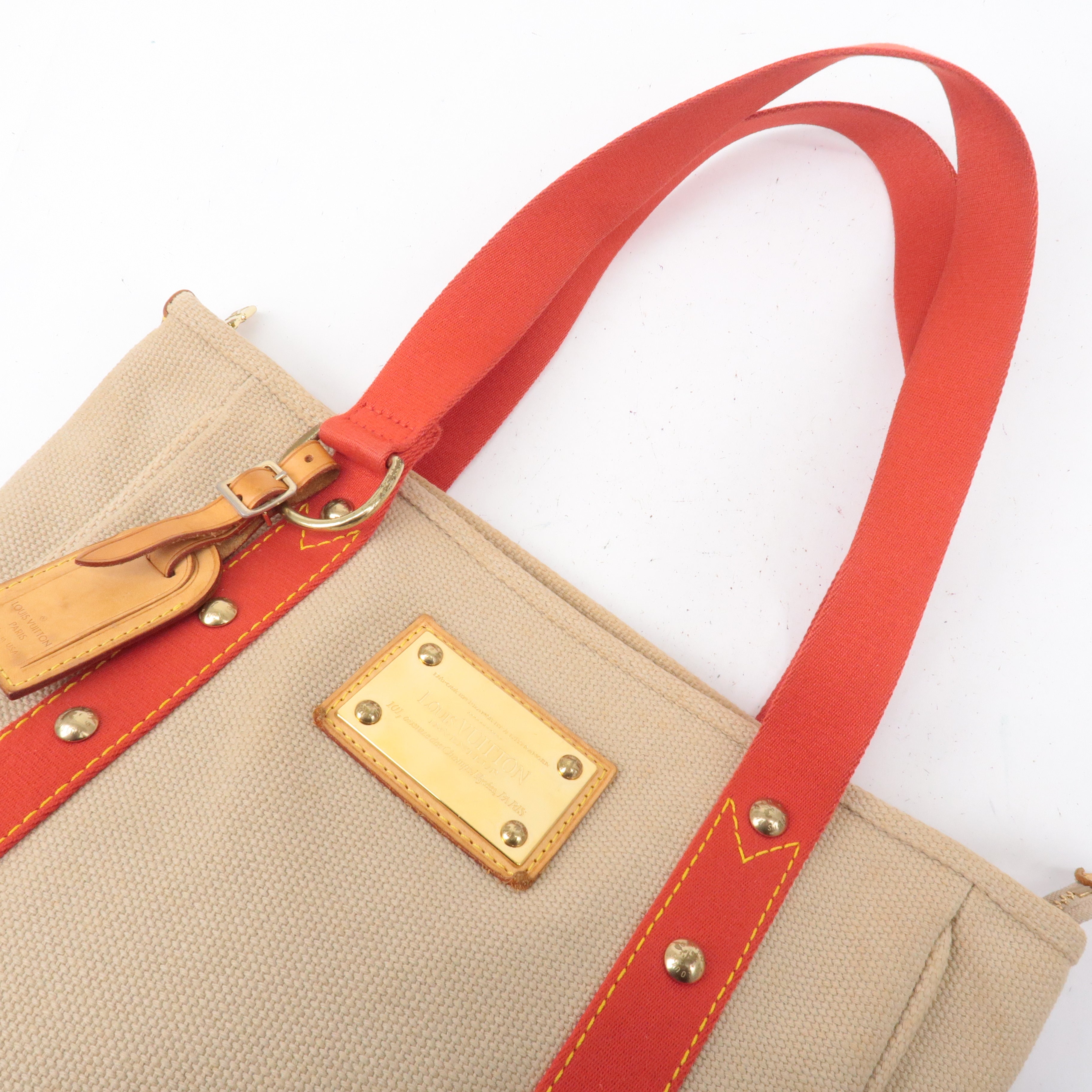 Louis Vuitton Antigua Cabas MM Tote Bag Hand Bag Rouge M40035