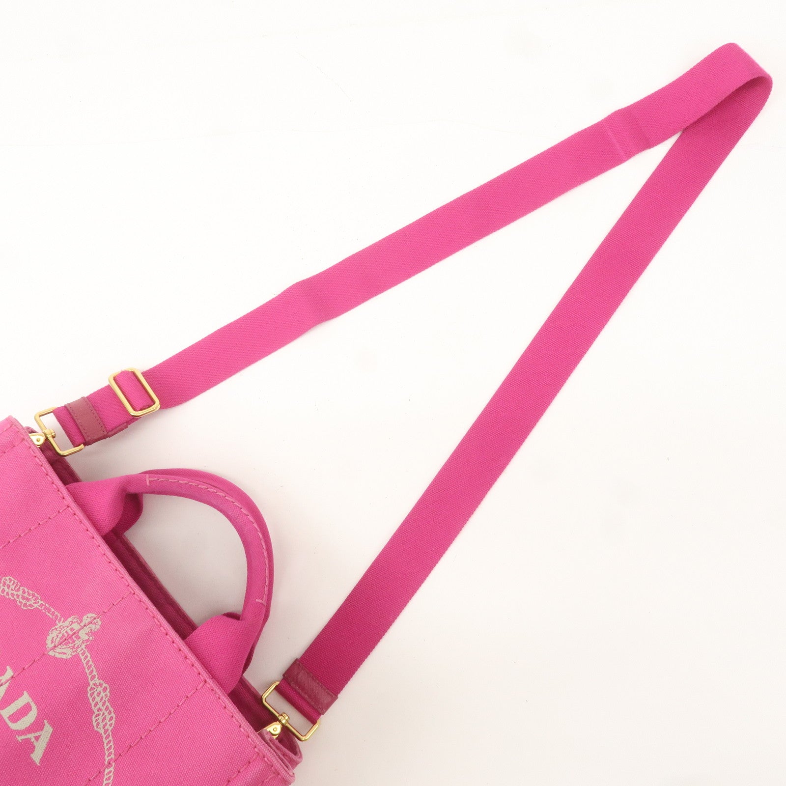 PRADA Logo Canapa Mini Canvas 2Way Shoulder Bag Pink B2439G