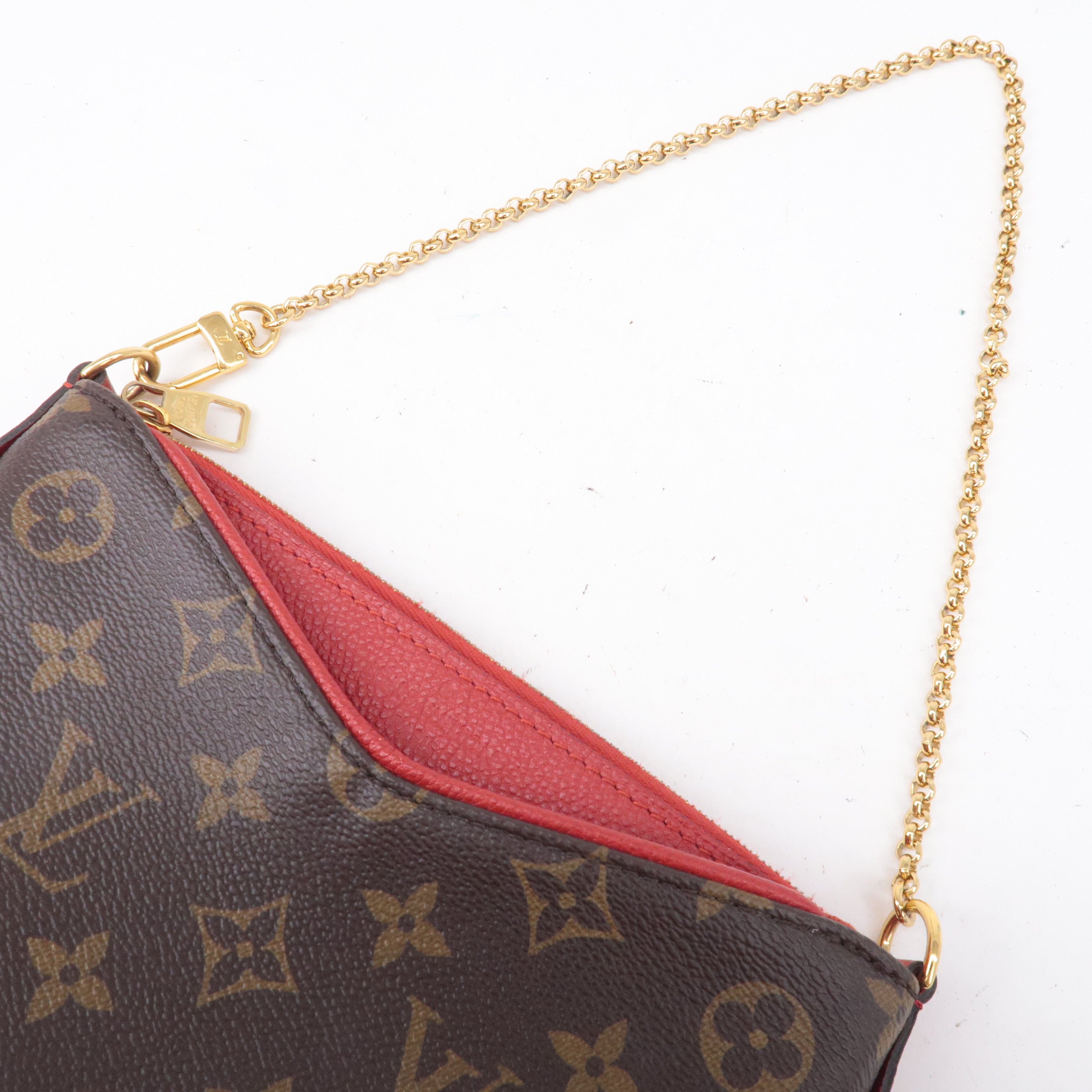 Louis Vuitton Monogram Pallas Clutch 2Way Bag Cerise M41638