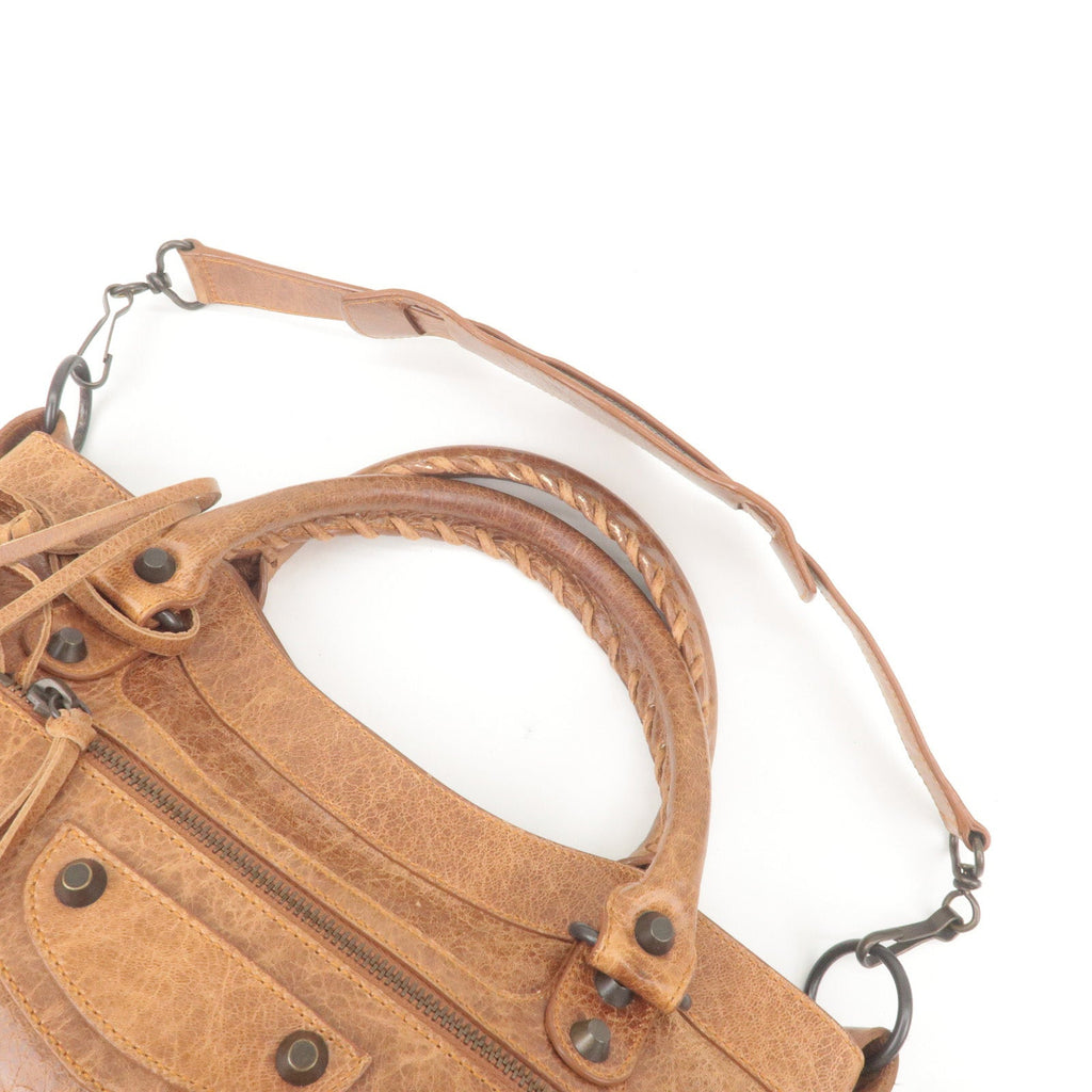 BALENCIAGA The First Leather 2Way Bag Hand Bag Brown 103208