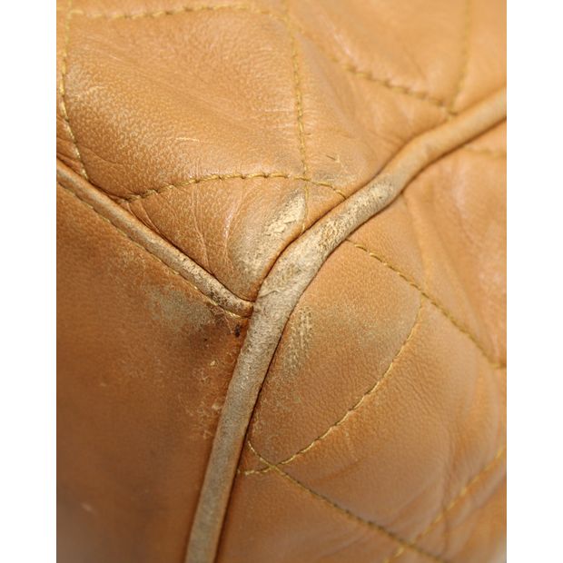 CHANEL Vintage Tan Quilted Shoulder Bag
