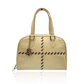 YVES SAINT LAURENT Vintage Beige Embossed Leather Bowling Bag