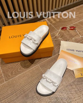 louis vuitton Sunset Flat Comfort Mule White For Women LV