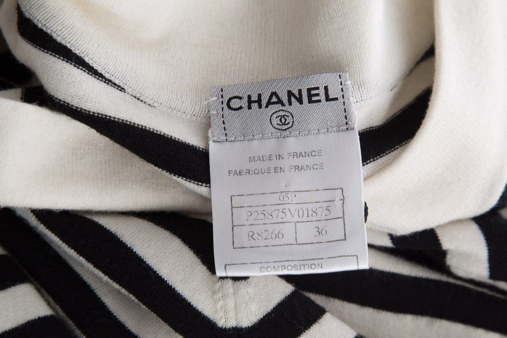 Chanel Black & White Stripe Open Cardigan SZ 36