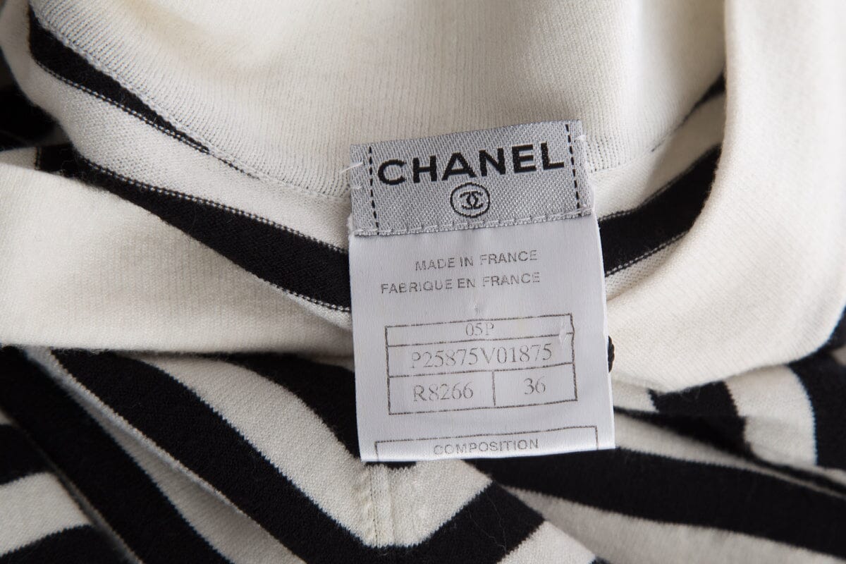 Chanel Black & White Stripe Open Cardigan SZ 36
