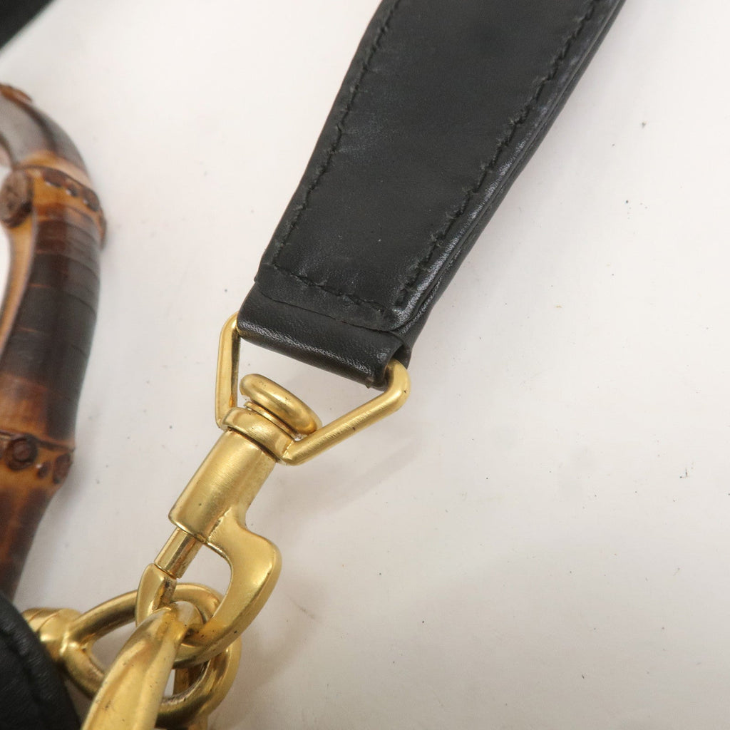 GUCCI Bamboo Suede Leather 2WAY Bag Black 001.1014.1577