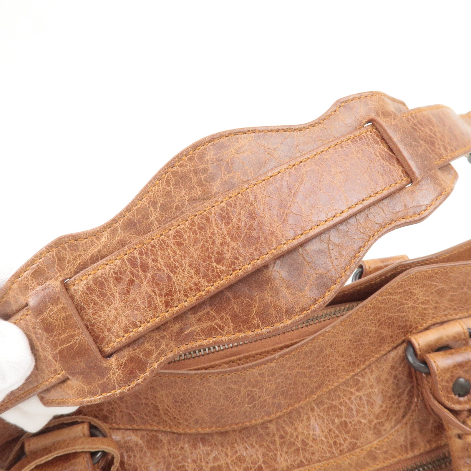 BALENCIAGA The First Leather 2Way Bag Hand Bag Brown 103208