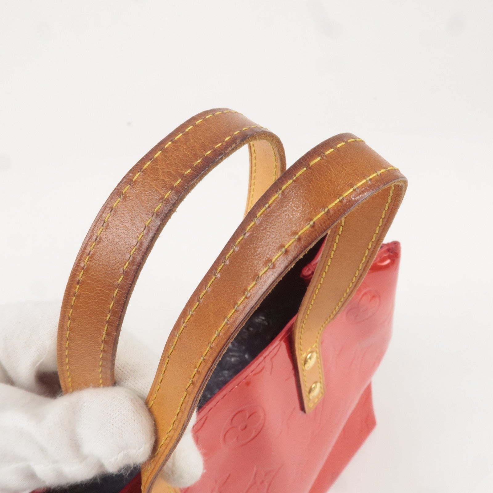 Louis Vuitton Monogram Vernis Lead PM Hand Bag Rouge M91088