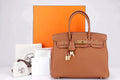 HERMES BIRKIN 25 - 40CM (WITH SERIAL NUMBER) GOLD COLOR TOGO LEATHER, GOLD HARDWARE, WITH KEYS, LOCK, DUST & BOX
