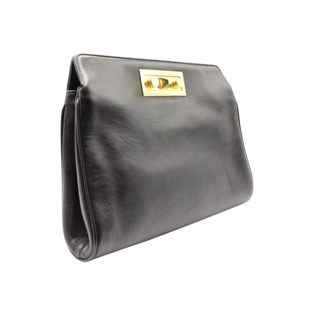 SAINT LAURENT Black 2 Way Crossbody Clutch
