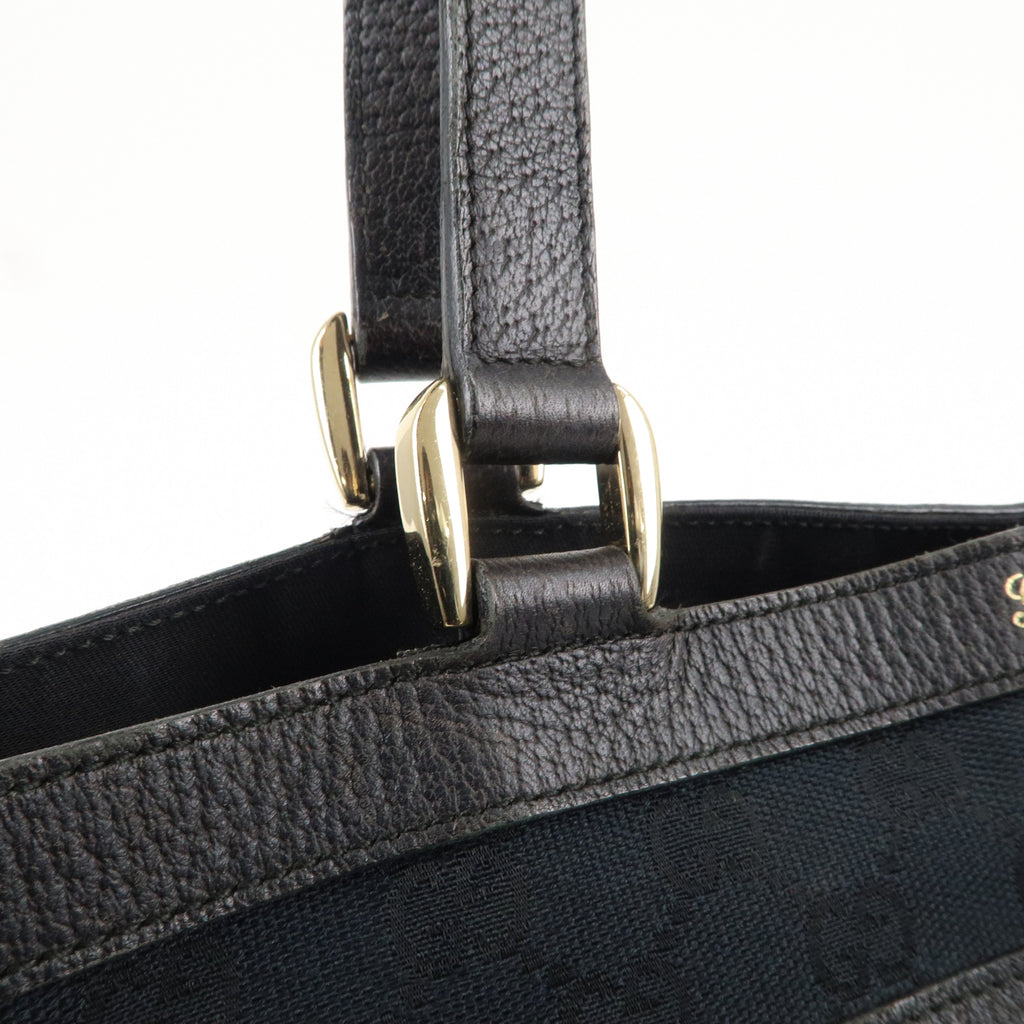 GUCCI Abbey GG Canvas Leather Tote Bag Hand Bag Black 146247