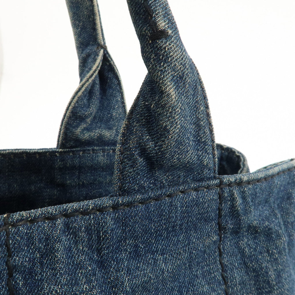 PRADA Canapa Denim Tote Bag Hand Bag Blue B1872B
