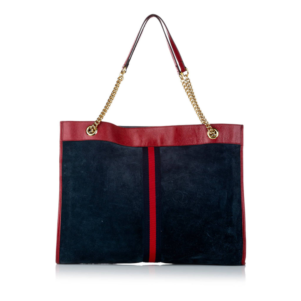 Gucci New York Rajah Large Tote Bag Blue Suede