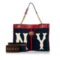 Gucci New York Rajah Large Tote Bag Blue Suede