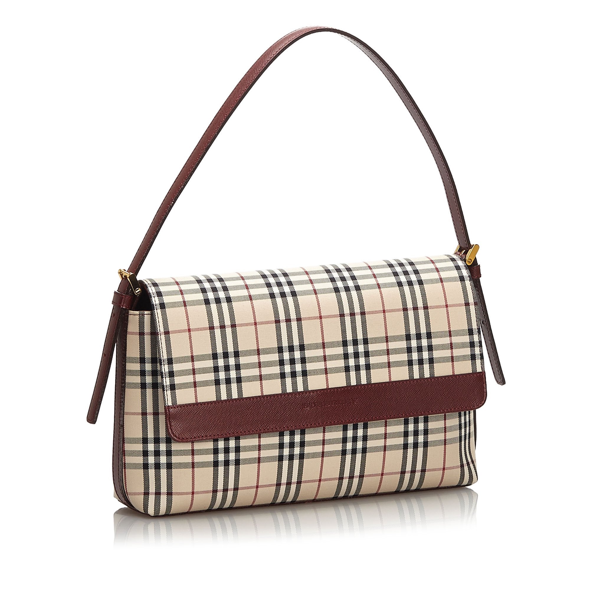 Pre-Loved Burberry Brown House Check Canvas Shoulder Bag United Kingdom