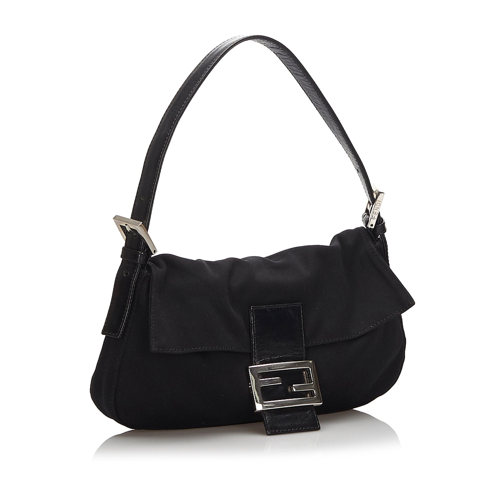 Pre-Loved Fendi Black Cotton Fabric Mamma Baguette Italy