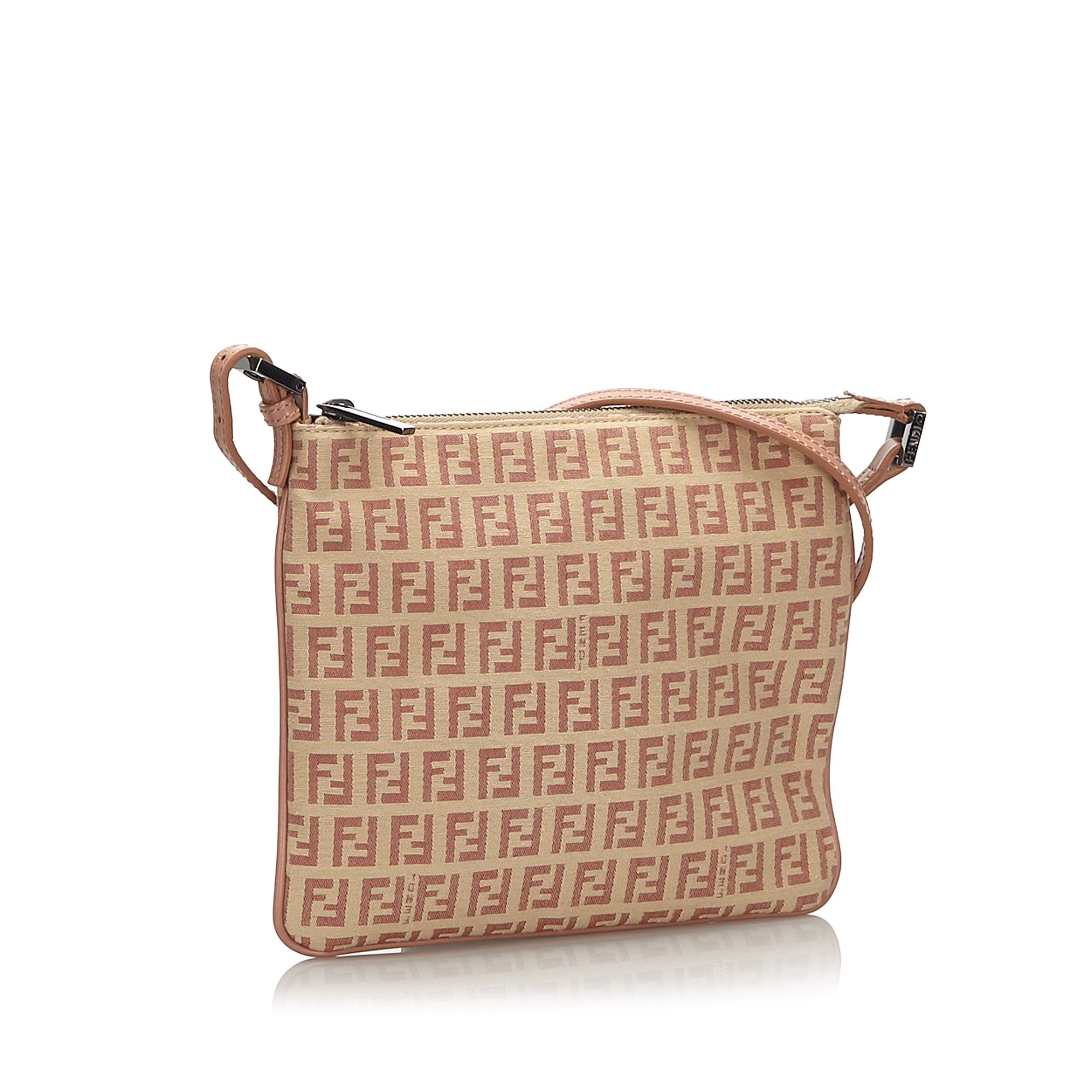 Pre-Loved Fendi White Ivory Canvas Fabric Zucchino Crossbody Bag Italy