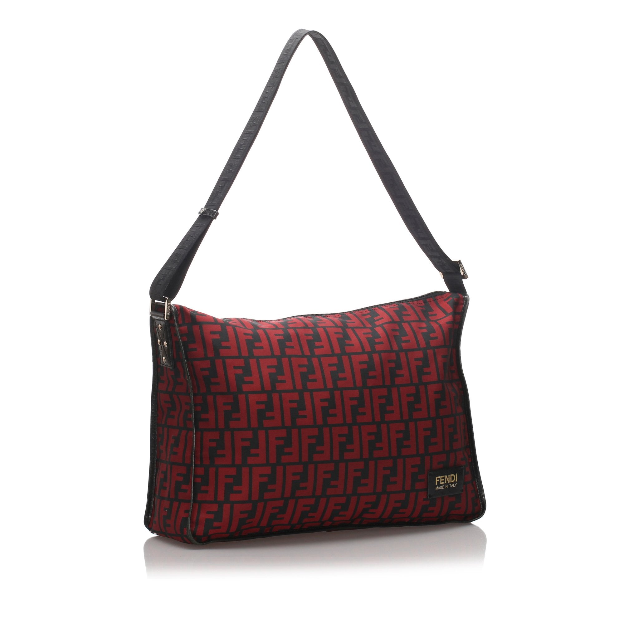 Pre-Loved Fendi Red Nylon Fabric Zucca Crossbody Bag Italy