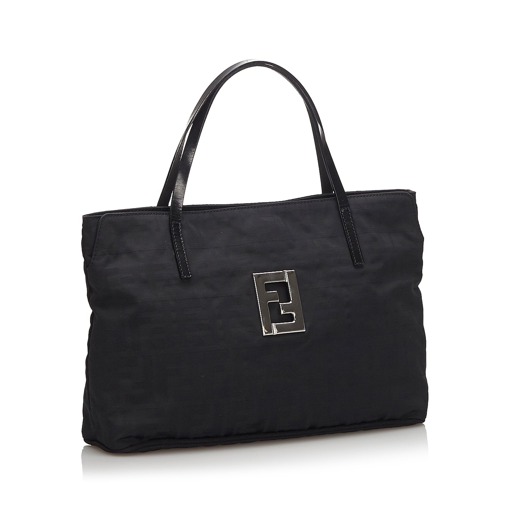 Pre-Loved Fendi Black Canvas Fabric Zucca Handbag Italy