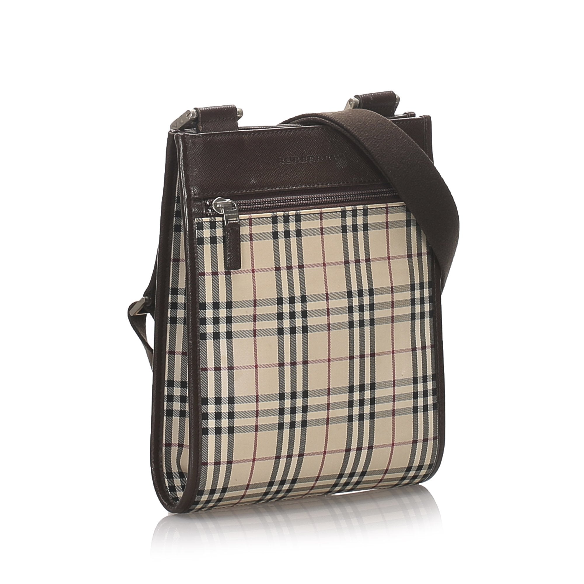 Pre-Loved Burberry Brown House Check Canvas Crossbody Bag United Kingdom