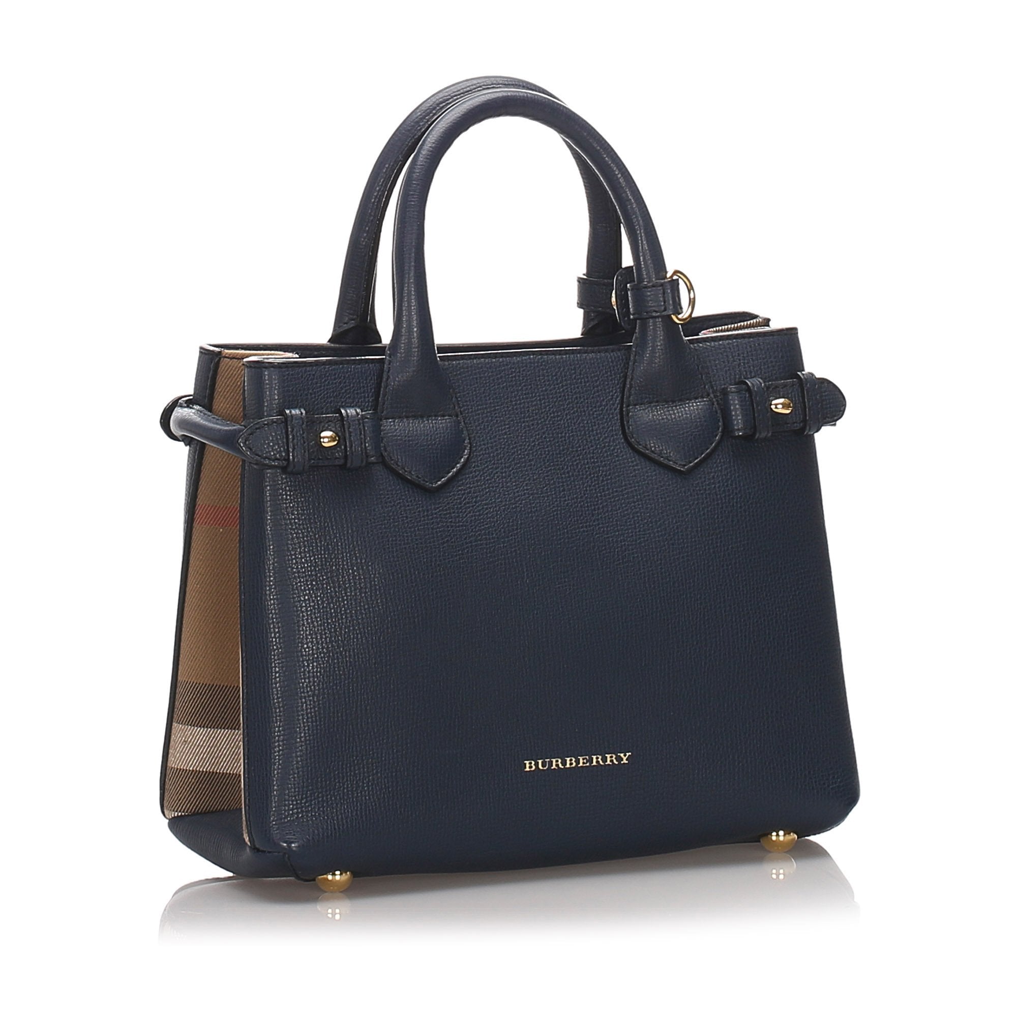 Pre-Loved Burberry Black Calf Leather Banner Handbag Italy
