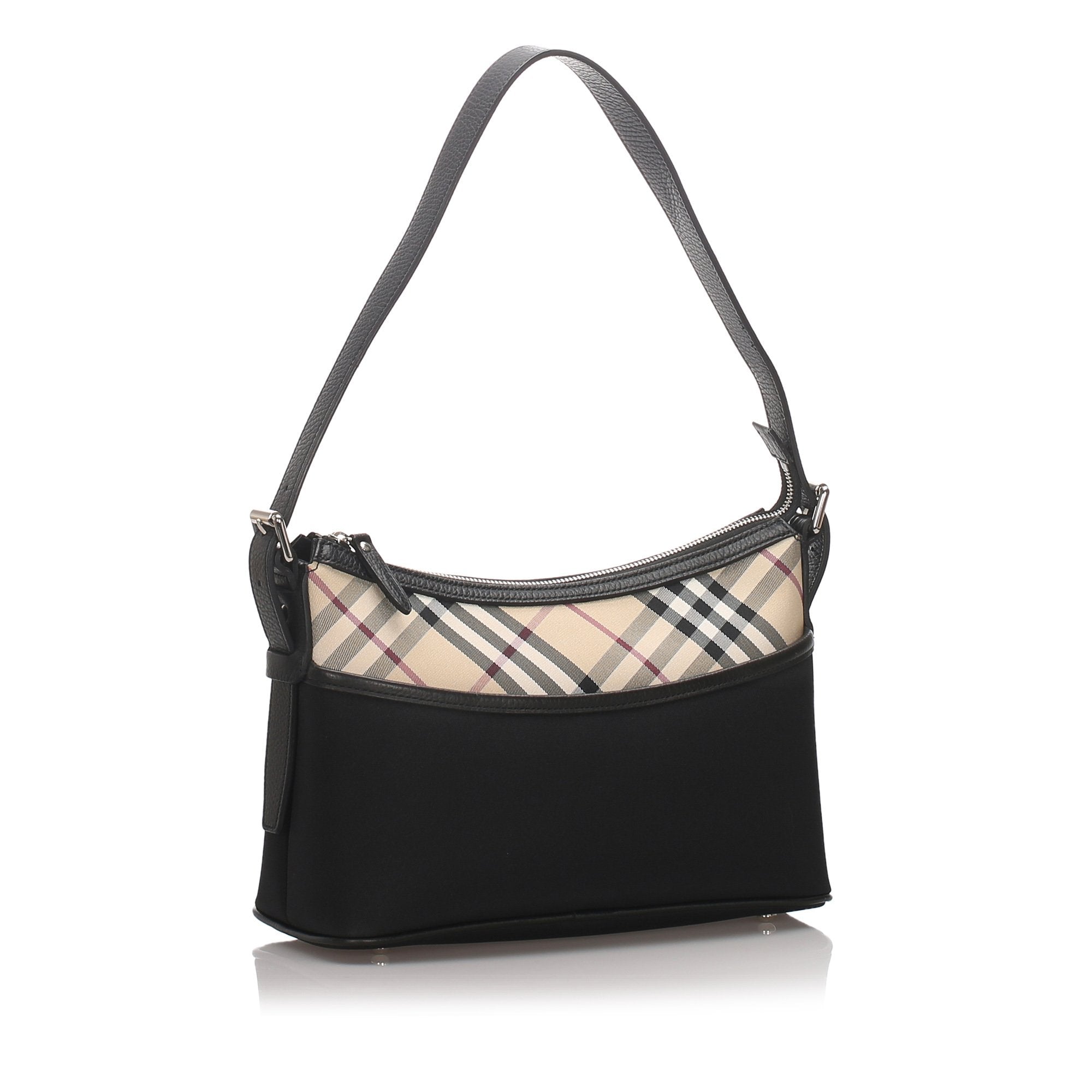 Pre-Loved Burberry Black Nylon Fabric Nova Check Shoulder Bag United Kingdom