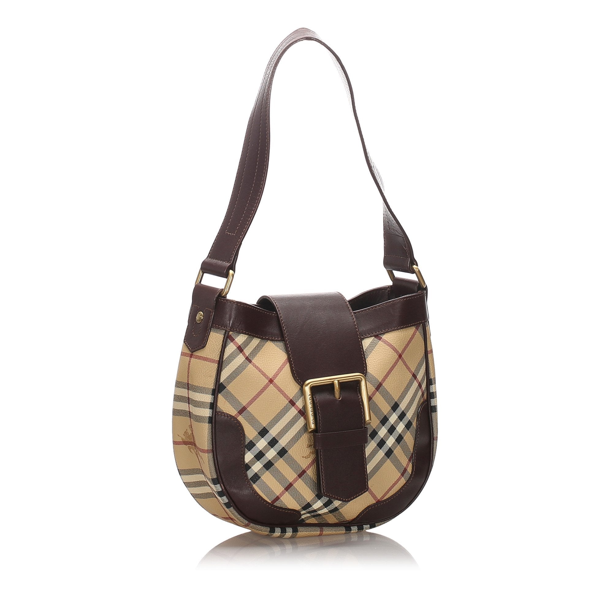 Pre-Loved Burberry Brown Haymarket Check Shoulder Bag United Kingdom