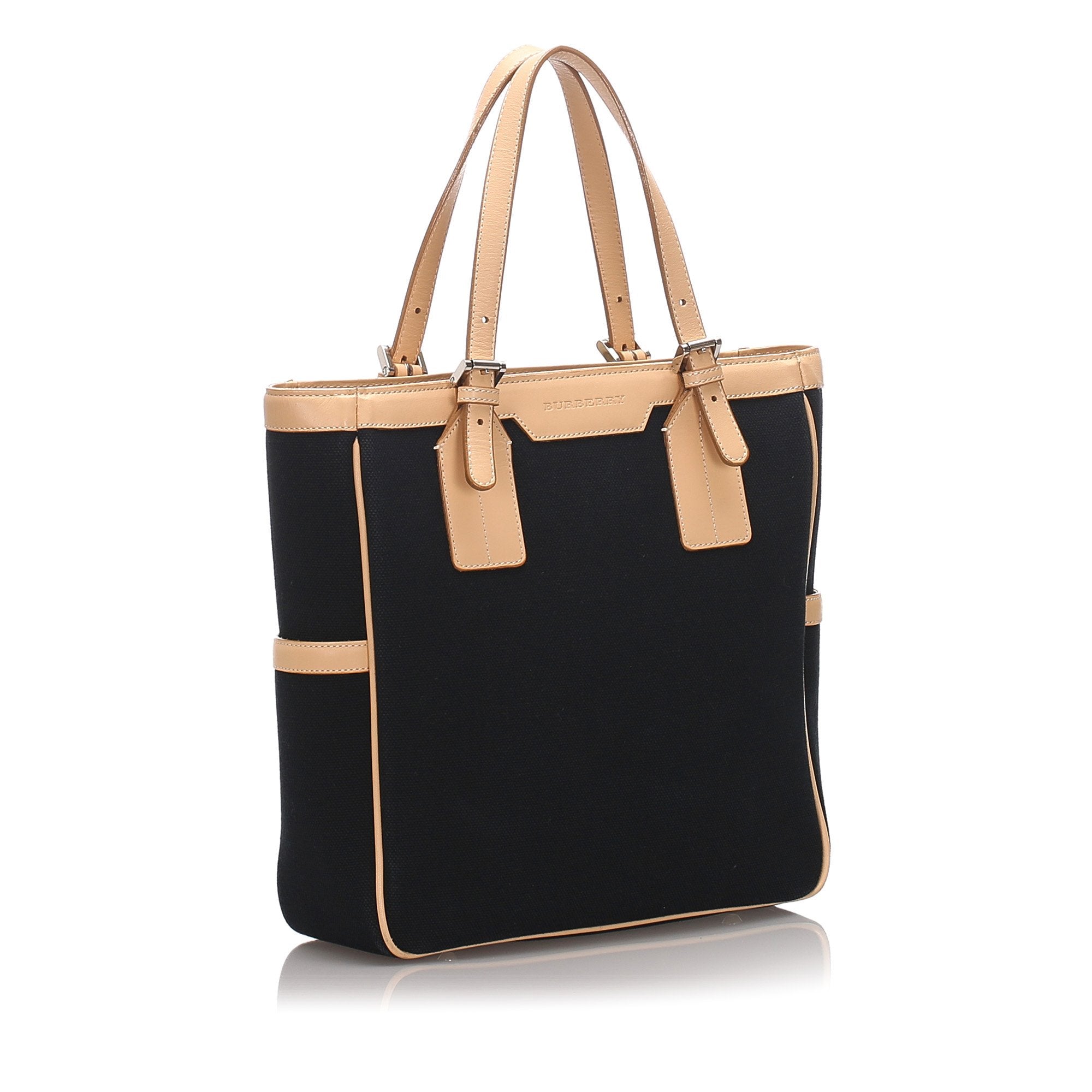 Pre-Loved Burberry Black Canvas Fabric Tote Bag United Kingdom