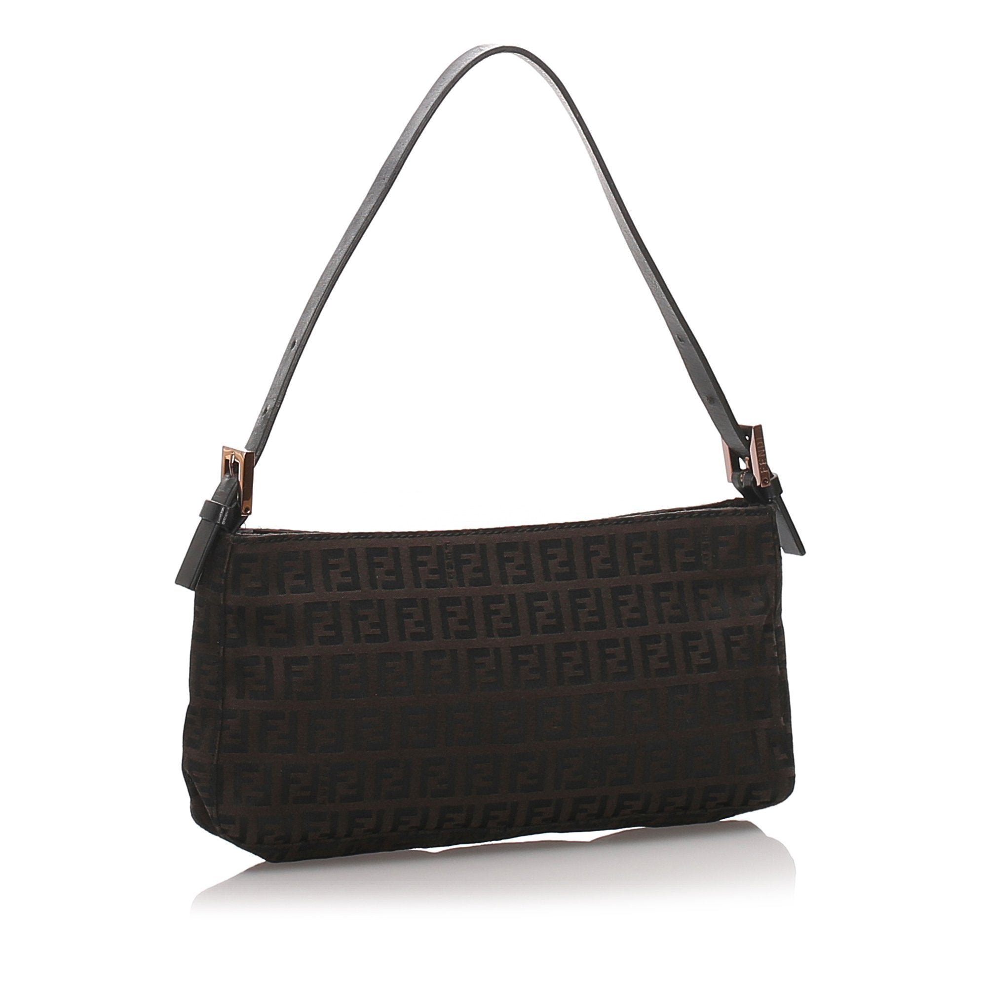 Pre-Loved Fendi Brown Dark Canvas Fabric Zucchino Baguette Italy