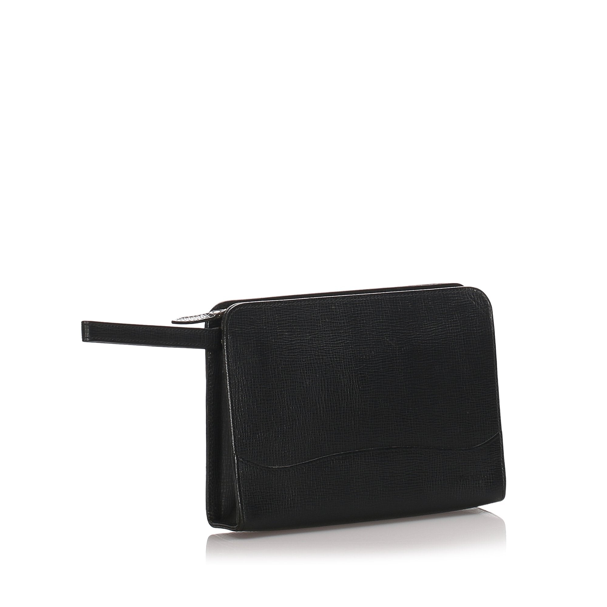 Pre-Loved Burberry Black Calf Leather Clutch Bag United Kingdom