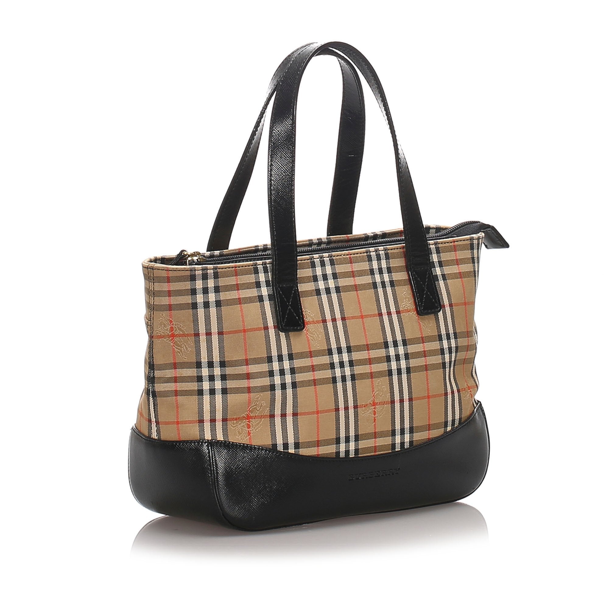 Pre-Loved Burberry Brown Haymarket Check Canvas Handbag United Kingdom