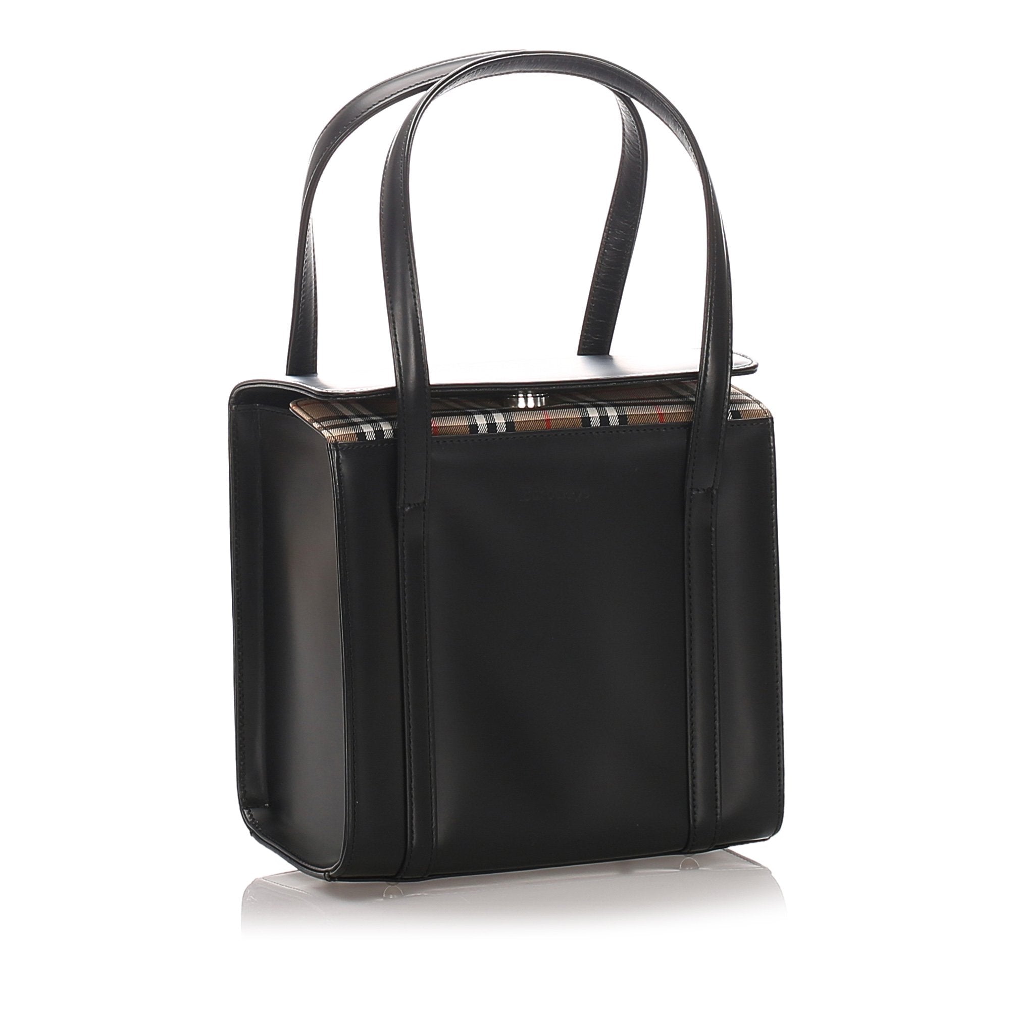 Pre-Loved Burberry Black Canvas Fabric Leather Handbag United Kingdom