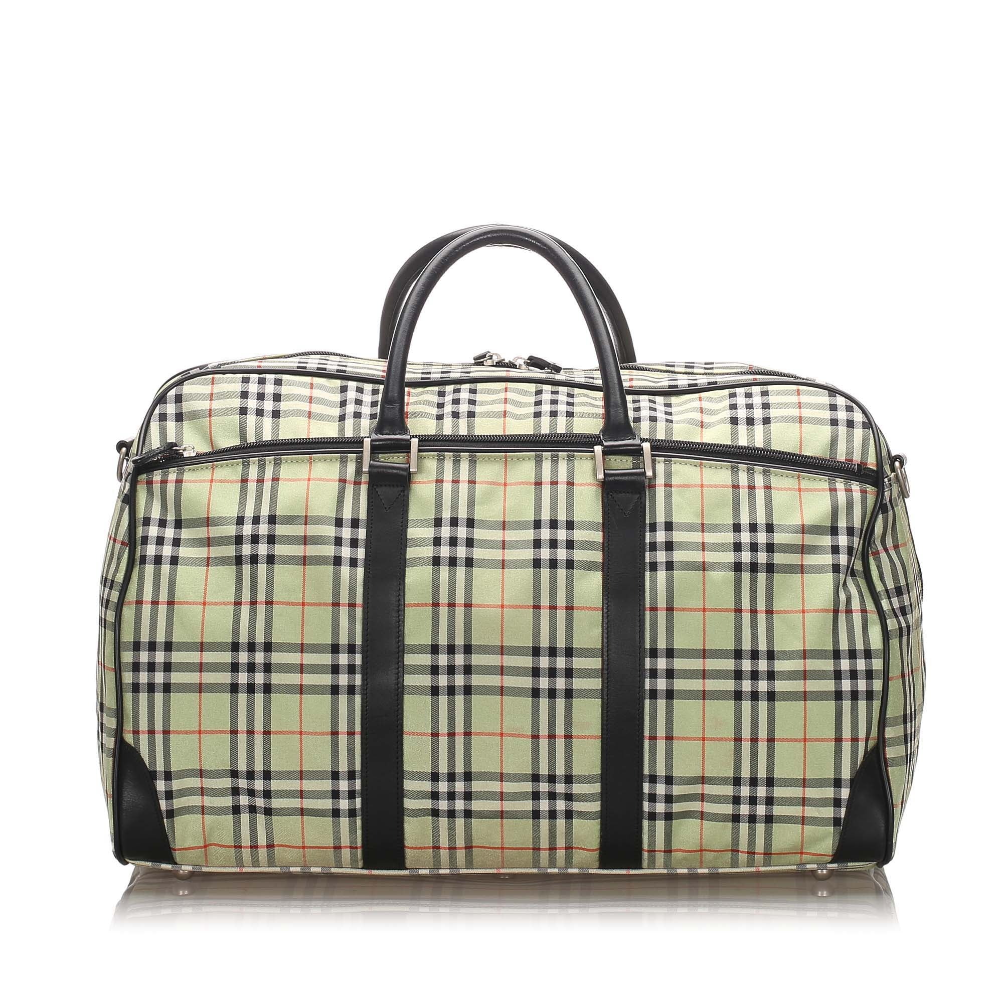 Pre-Loved Burberry Brown Canvas Fabric House Check Travel Bag United Kingdom