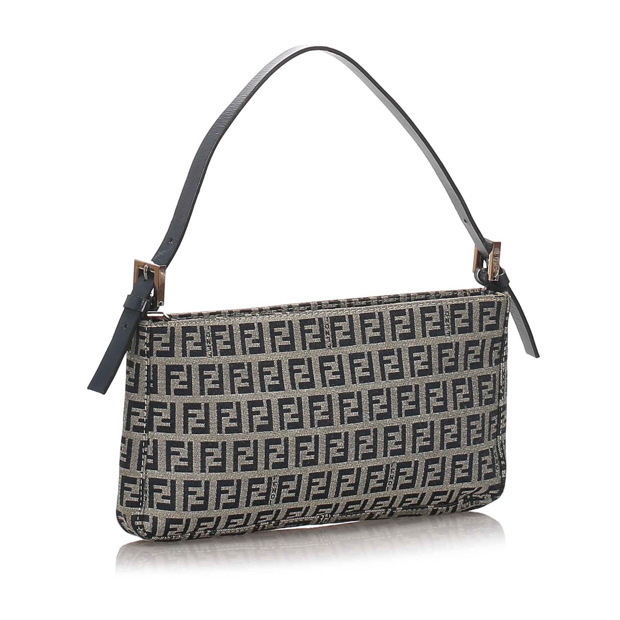 Pre-Loved Fendi Blue Dark Canvas Fabric Zucchino Baguette Italy