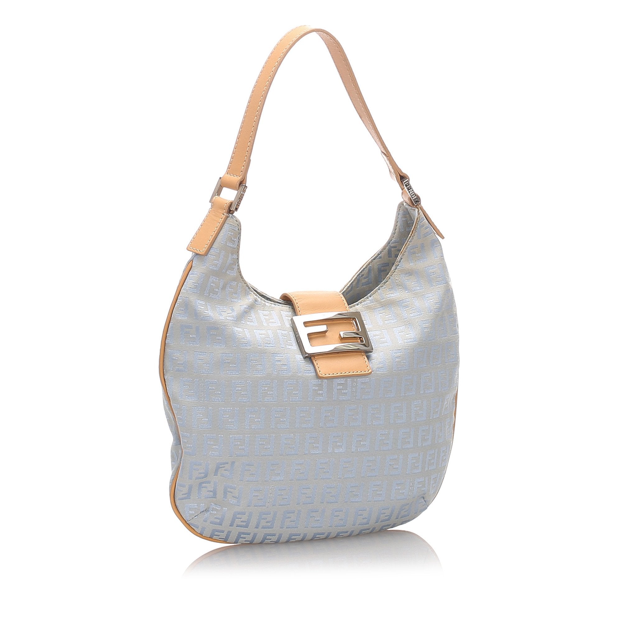 Pre-Loved Fendi Blue Light Canvas Fabric Zucchino Hobo Bag Italy
