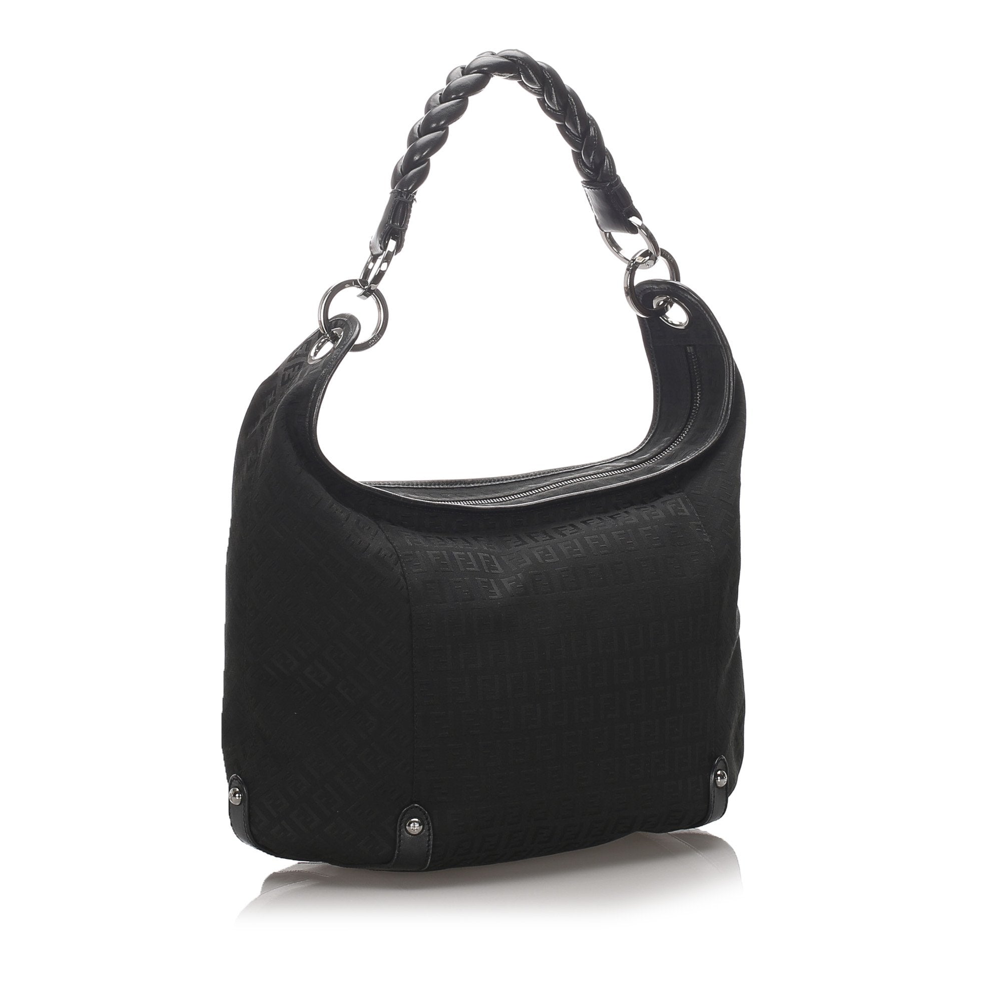 Pre-Loved Fendi Black Canvas Fabric Zucchino Shoulder Bag Italy