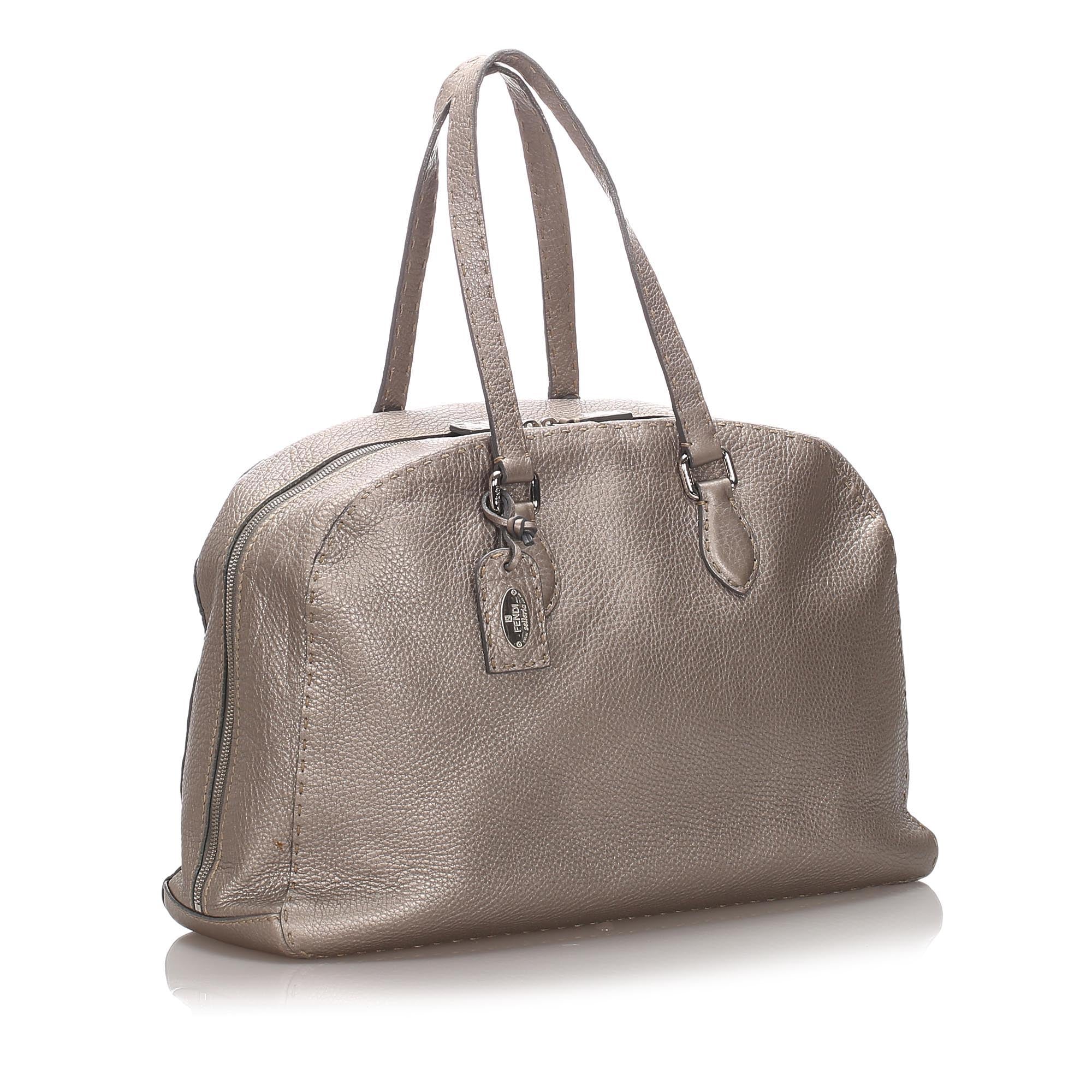 Pre-Loved Fendi Brown Bronze Calf Leather Selleria Shoulder Bag Italy