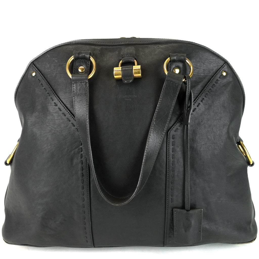 SAINT LAURENT Muse Oversized Gray Leather Bag
