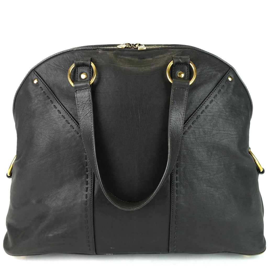SAINT LAURENT Muse Oversized Gray Leather Bag