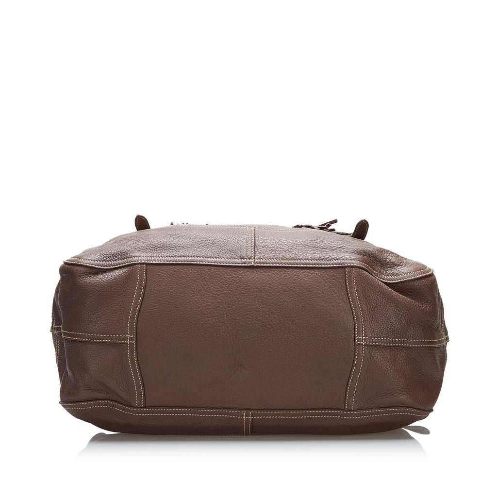PRADA Cervo Drawstring Leather Tote Tote Bag