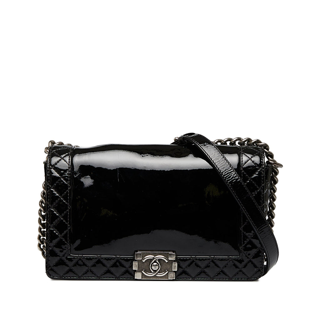 CHANEL Medium Patent Reverso Boy Flap Crossbody Bag