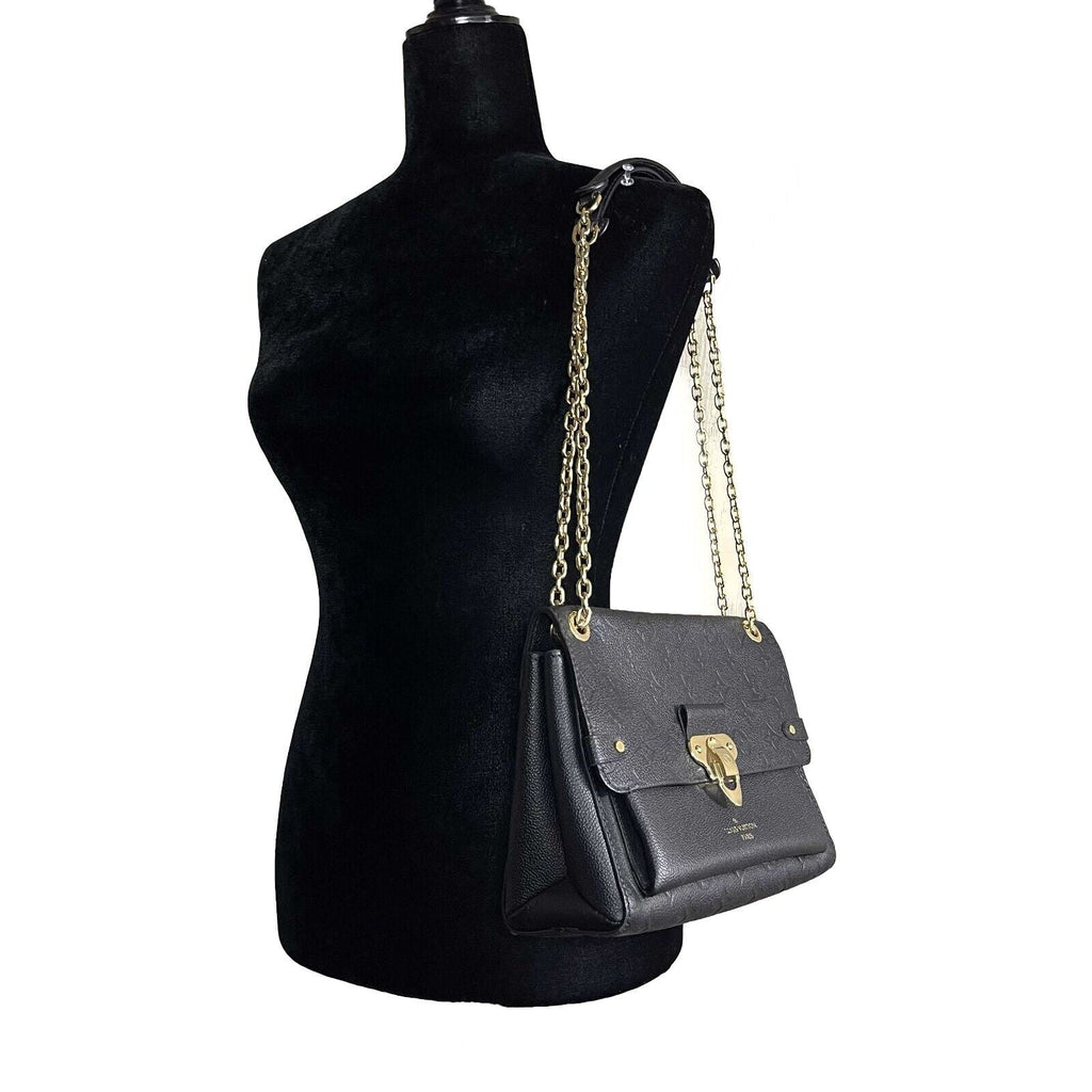 LOUIS VUITTON Excellent Monogram Empreinte Vavin PM Black Handbag