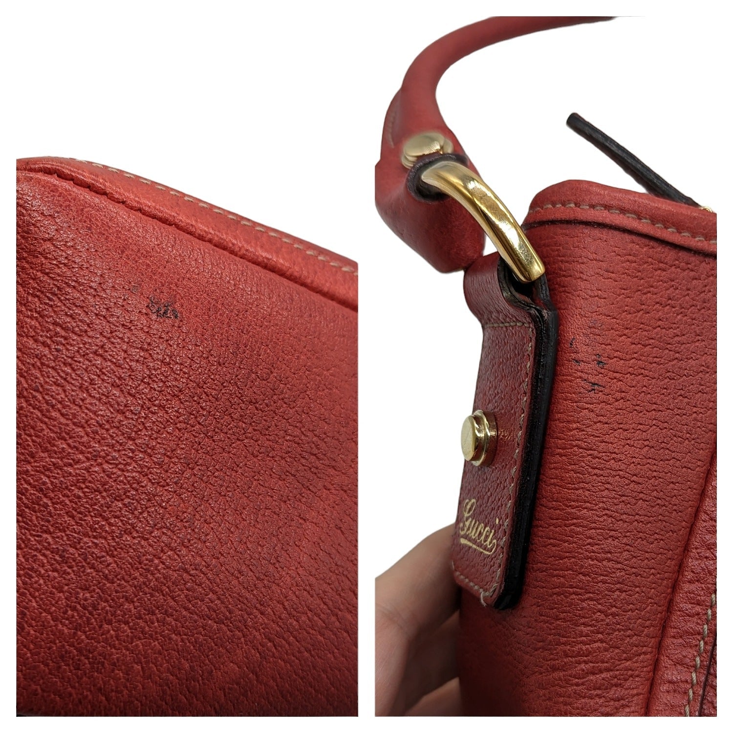 Gucci Red Leather Abbey D-Ring Pochette