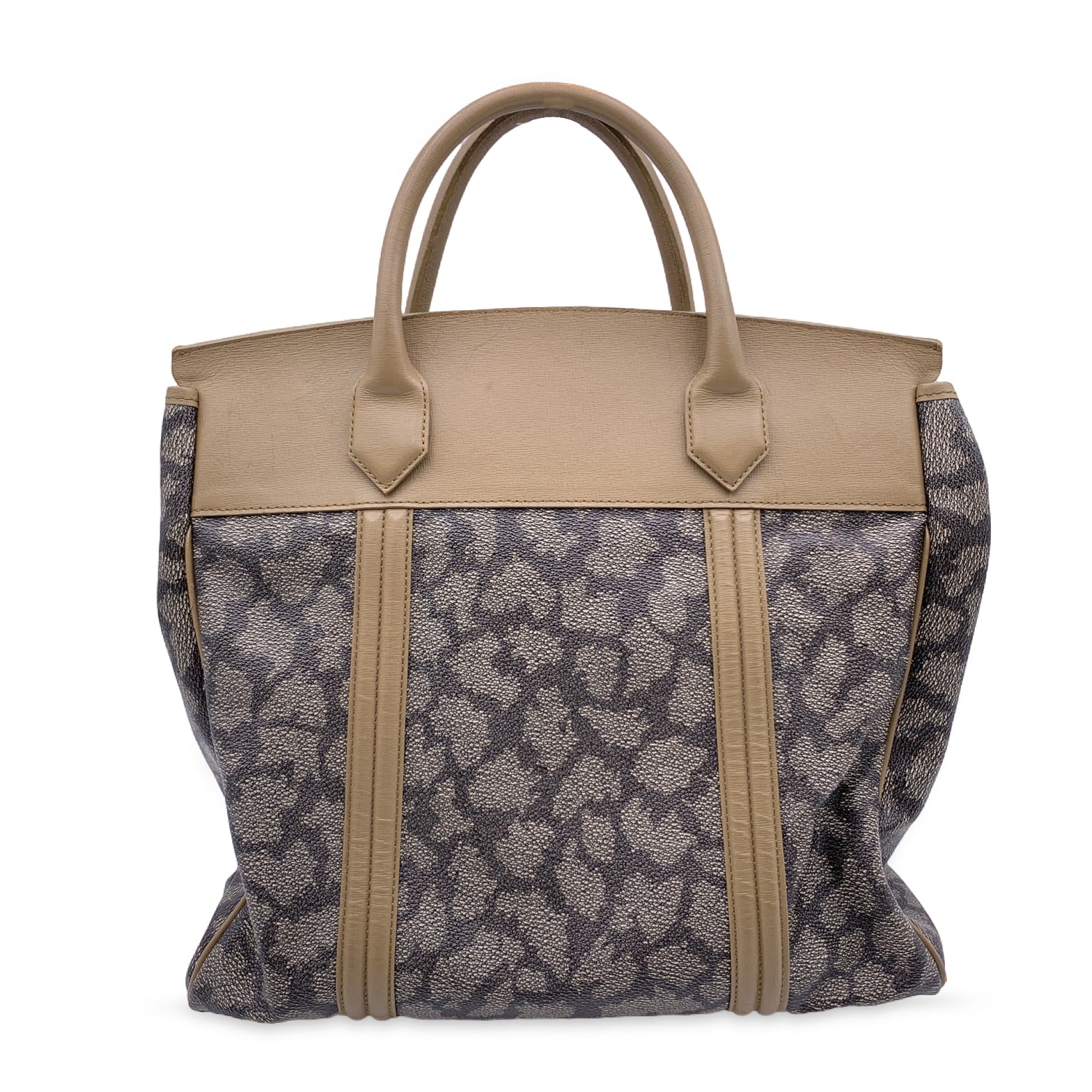 YVES SAINT LAURENT Vintage Giraffe Print Canvas Tote Satchel Bag