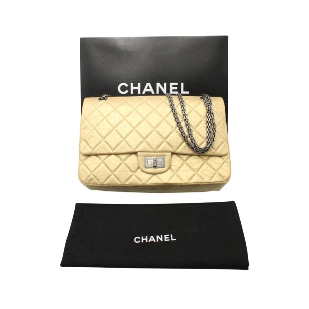 CHANEL Light Gold Reissue 2.55 Classic Maxi 227 Double Flap Bag