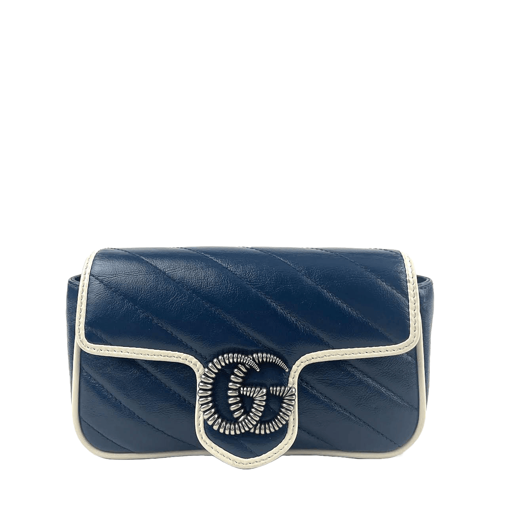 GUCCI Super Mini Matelasse GG Marmont Diagonal Torchon Shoulder Bag